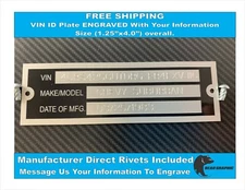 SERIAL NUMBER ID TAG PLATE DATA ENGRAVED WITH INFORMATION FREE SHIP