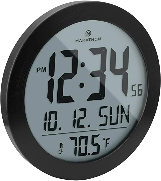 Orologio Da Parete Digitale Rotondo Marathon Calendario Temperatura Interna  17cm