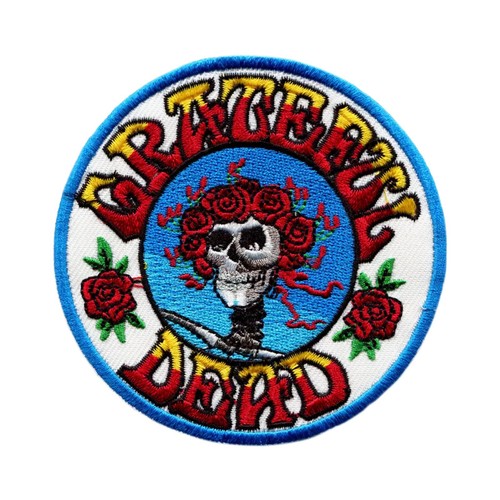 Grateful Dead Skull & Roses Embroidered Iron On Patch
