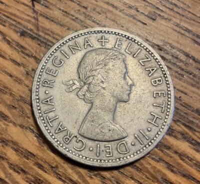 1956 Great Britain Two 2 Shilling Queen Elizabeth II Coin, km906