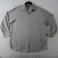 Hart Schaffner Marx Shirt Mens 17.5-34 Brown White Button Up Office Dress 2009