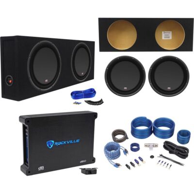 (2) MTX 3512-04S 12'' 1200w Shallow Subwoofers+Sealed Slim Box+Amplifier+Wires