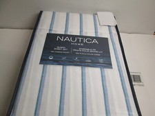 Nautica Home Queen Sheet Set EAKLY 500 Thread Count  Blue, Teal, White Stripe