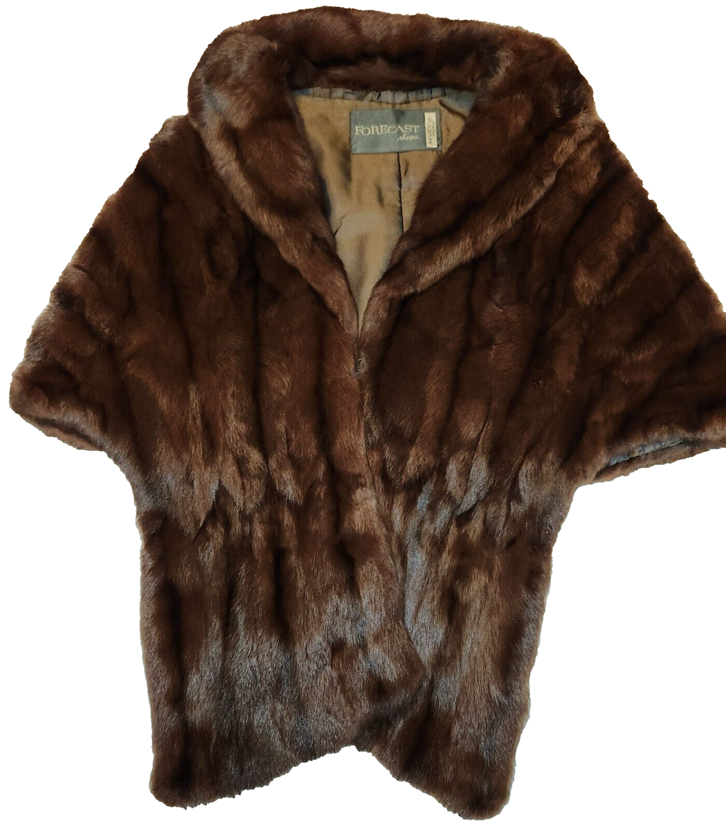 VINTAGE 1960's MAY CO DARK BROWN FUR MINK STOLE SZ MED WINTER WEDDING