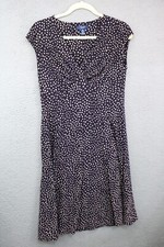 Chaps Dark Purple Empire Waist Silky Midi Dress-Size Medium