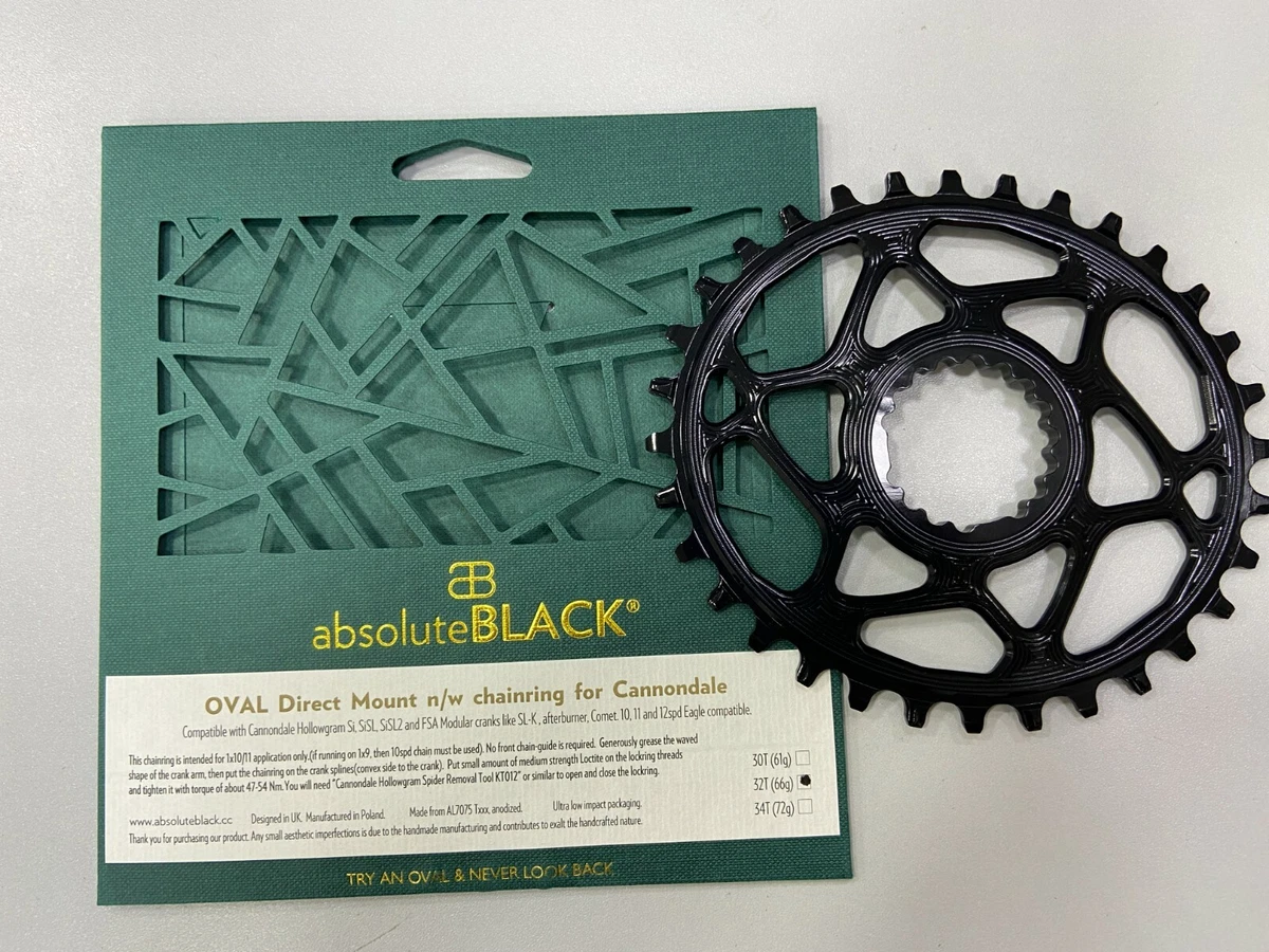 AbsoluteBlack Oval Direct Mount Chainring For Cannondale FSA Crankset Black