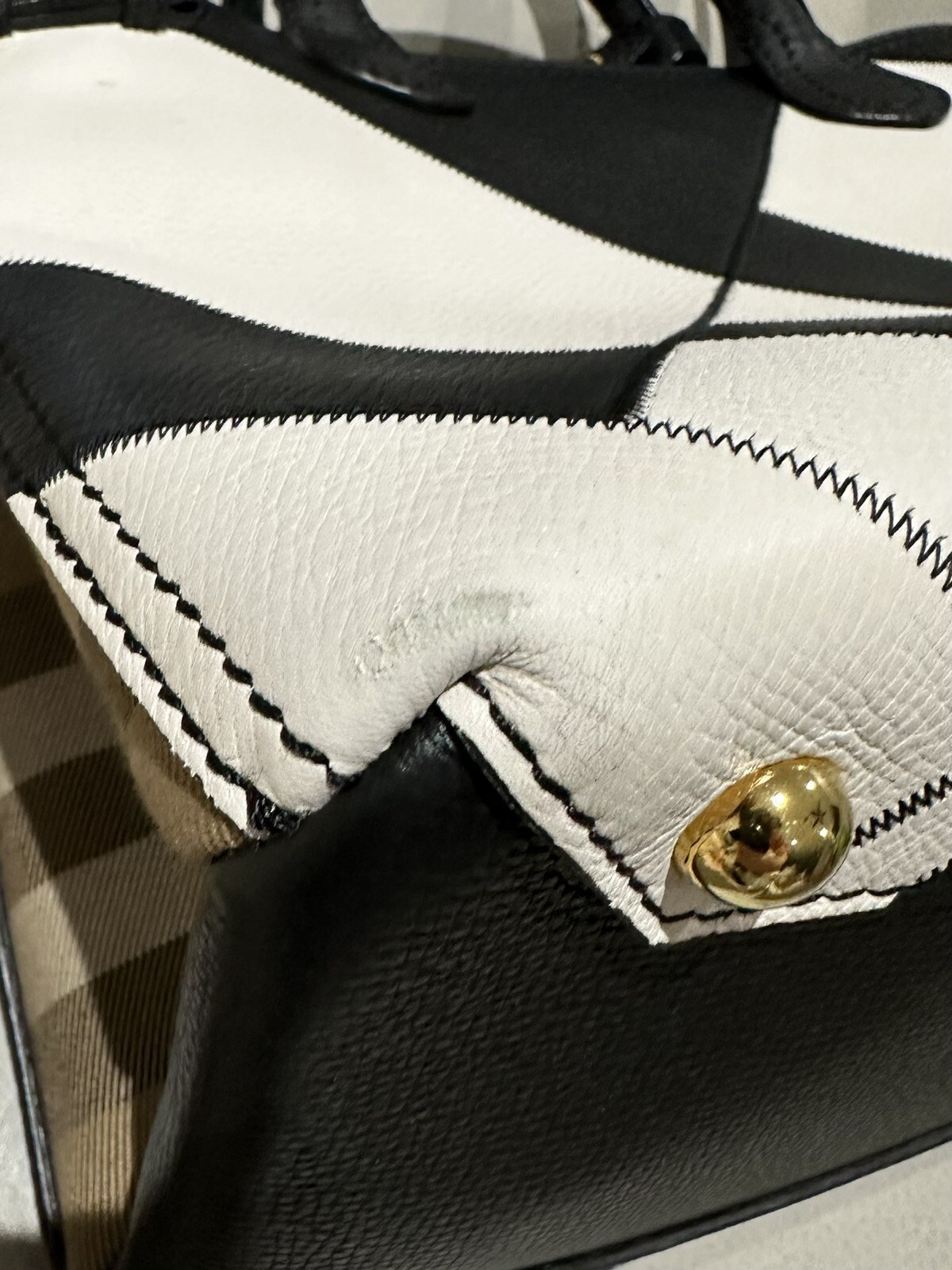 Authentic Burberry Black/White Patchwork Medium B… - image 13
