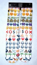 Mens Odd Sox Emoji Socks White with colorful emojis size 6-13 NEW