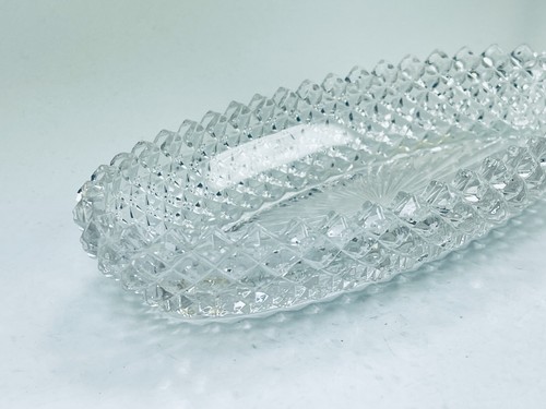 Vintage Geometric Diamond Starburst Glass Jewelry Coin Trinket Candy Dish - Picture 5 of 9