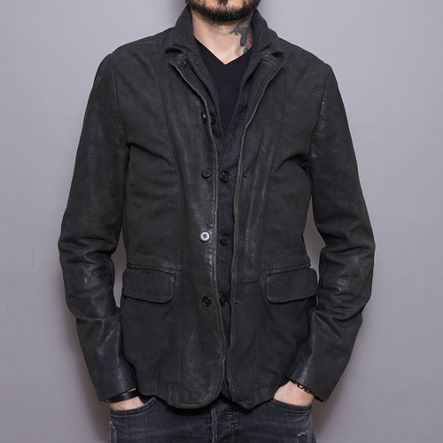 Chaqueta Blazer de Cuero ALL SAINTS MEDIANA Para Hombres ENCUESTA Gamuza Encerada Película Celebridad - Imagen 14 de 17