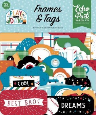 ECHO PARK ''PLAY ALL DAY'' BOY  FRAMES & TAGS 33 PCS. CHILD BOY  SCRAPJACK'S PLACE