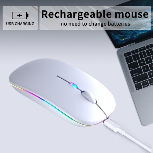 Wireless Bluetooth Mouse Rechargeable Silent Dual Mode White Portable Design - Picture 3 of 7