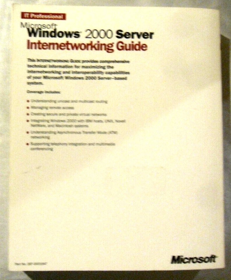 MICROSOFT WINDOWS 2000 SERVER INTERNETWORKING GUIDE - Image 2 of 2