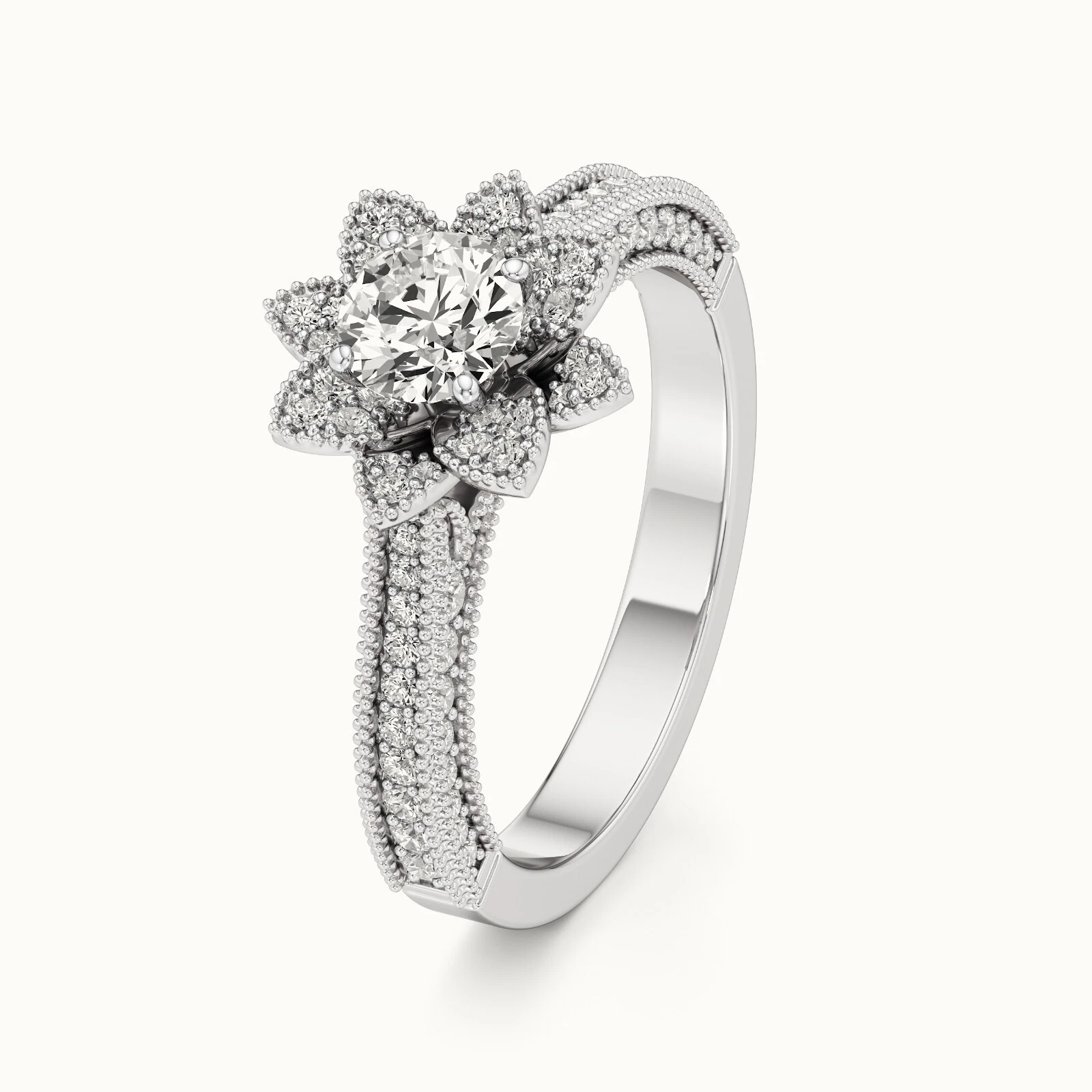 1.00 Carat Round Lab Grown Diamond Ring 14k White Gold IGI Certified image-1