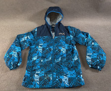 Skechers Boys Full Zip Hooded Jacket L 14/16 Blue Glacier Abstract Fleece Lined
