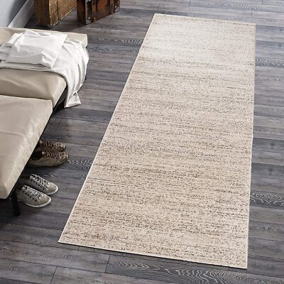 Teppich Läufer Flur Teppichläufer Kurzflor Creme Weiß 70 80 100cm