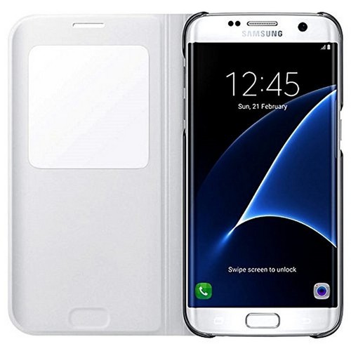 Samsung Custodia Originale GALAXY S7 EDGE S View Flip Cover Finestra a libro wht - Foto 3 di 4