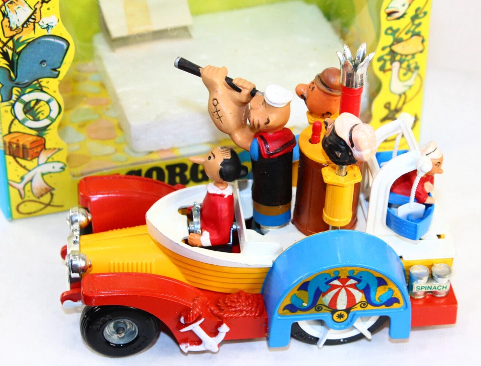 Corgi Comics Popeye Paddle Wagon MINT Die Cast Toy 1967 Original Box some wear - Image 2 of 4