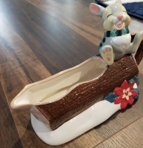 Disney Parks HAPPY HOLIDAYS Thumper Bunny Rabbit Gravy Boat BAMBI & Friends NEW - Picture 4 of 11