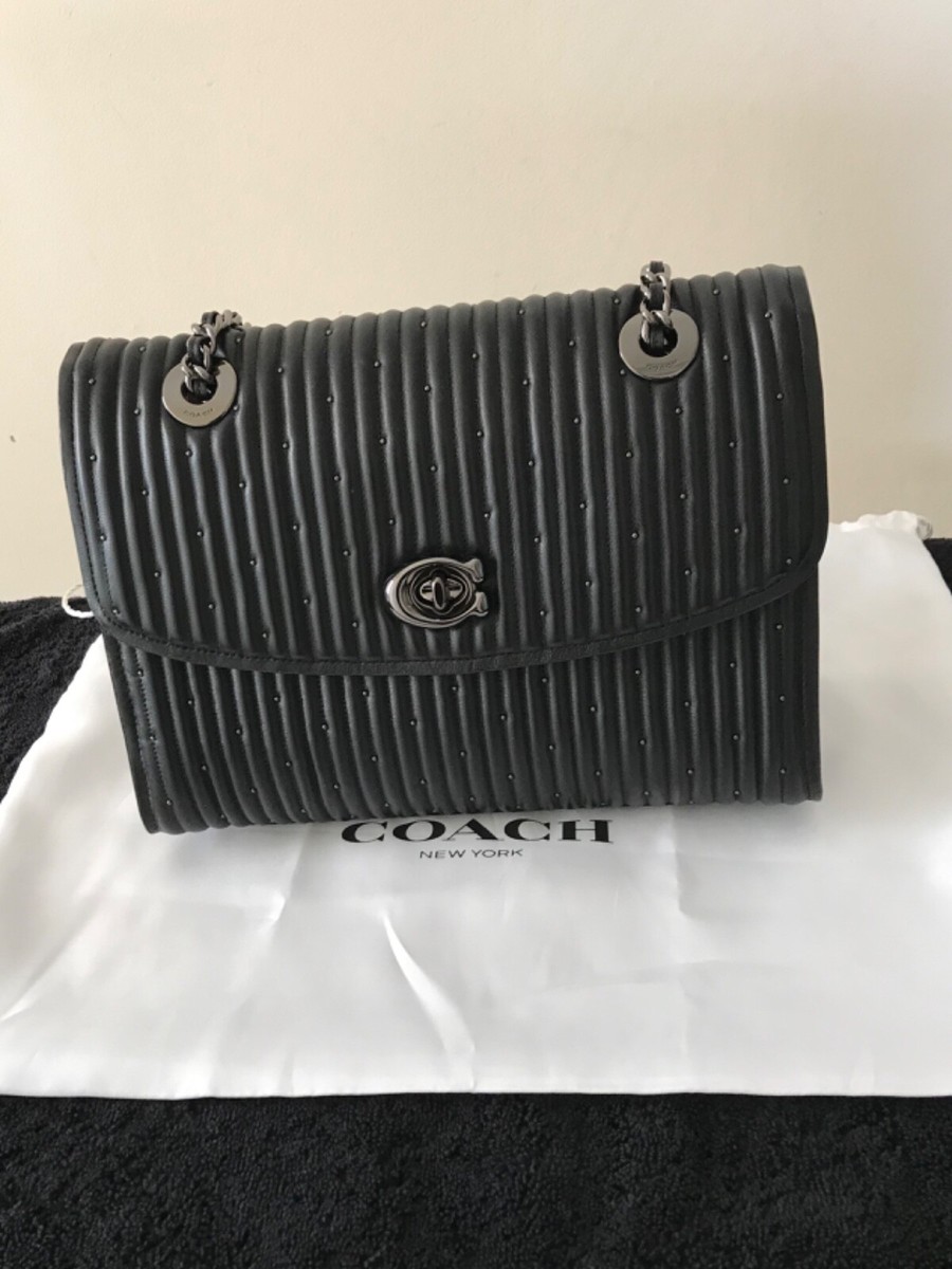 Coach Parker Quilted Leather Black/Pewter Shoulder Bag New Rare RRP £495