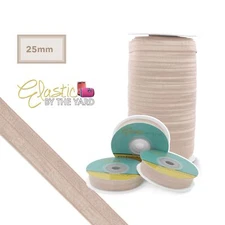 Champagne Fold Over Elastic FOE 1" Wide 25mm Sewing Elastic By The Yard
