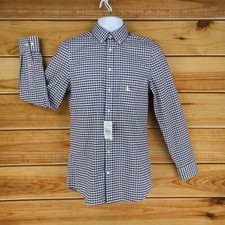 Stafford Dress Shirt Coolmax Mens S Blue Checks Slim Fit Button Down Collar NEW