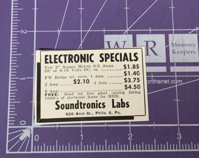SOUNDTRONICS LABS PHILADELPHIA PENNSYLVANIA 1958 PRINT AD
