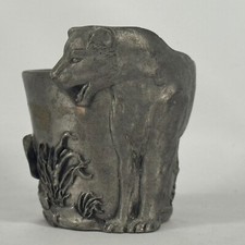 Seagull Canada Pewter Etain Zinn Shot Glass Panther Mountain Lion Man Cave Vtg