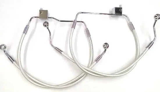 Kit de línea de freno delantero trenzado de diseño cromado sin ABS Tri Glide Ultra 14-19 Foto 4 de 4