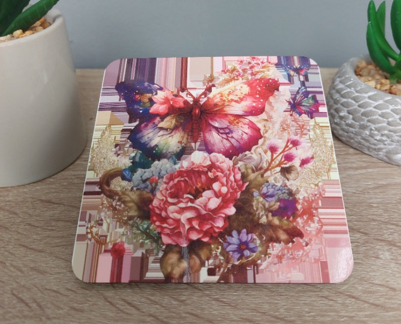 Custom Printed Novelty Butterfly Coffee Tea Drink MDF Coaster - Coa-09