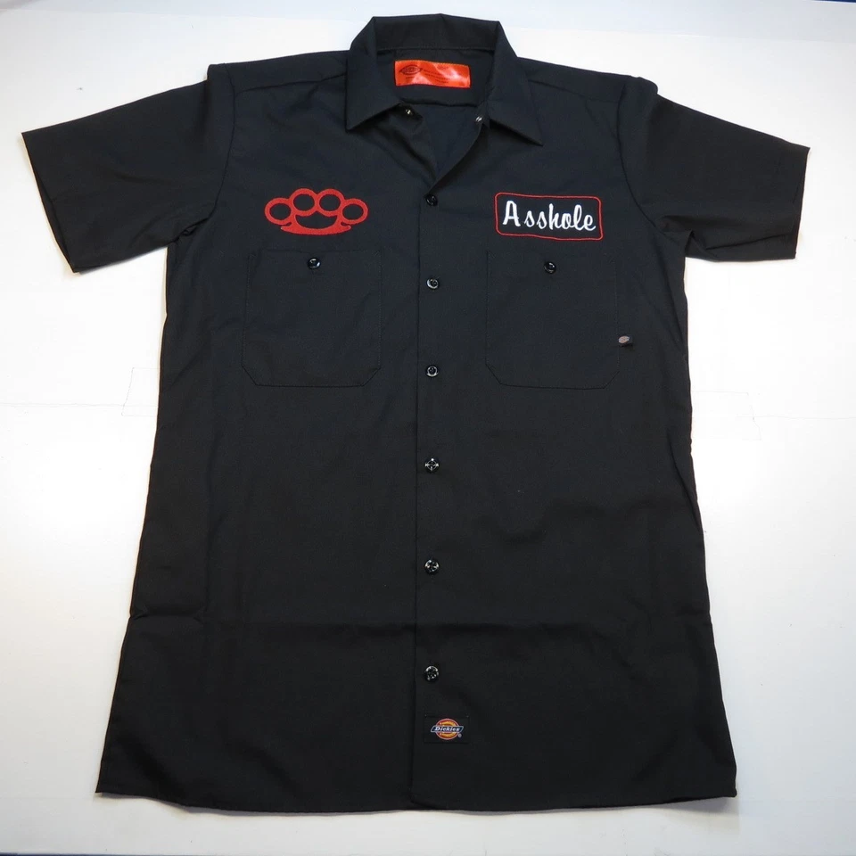 NEW NWT DICKIES A$$HOLE BRASS KNUCKLES MMA FIGHTER GARAGE MECHANIC WORK SHIRT  - Image 2 of 4