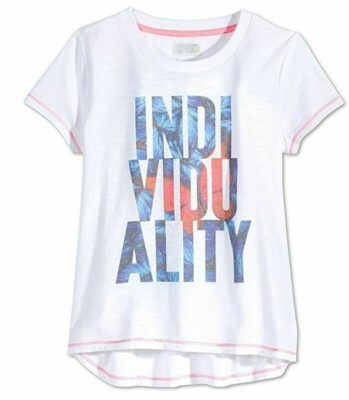 Layer 8 Kids Individuality Printed Short Sleeve Tee - White, Medium #3214