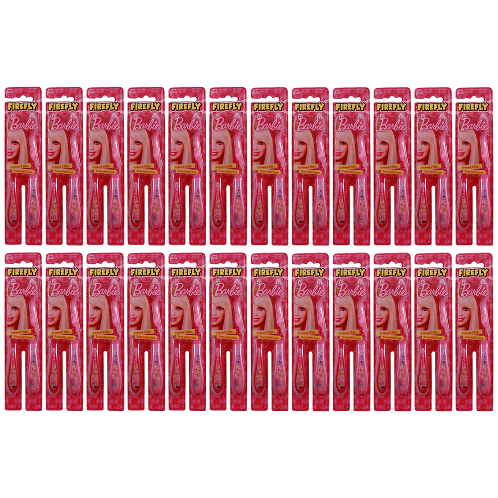 Pack of (24) New Barbie Toothbrush Twin Pack By Smile Guard Dr. Fresh