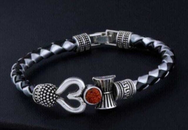 Latest OM Rudraksha Rakhi Bracelet Mahadev Lord Shiva Fashion Wrist Band Hindu