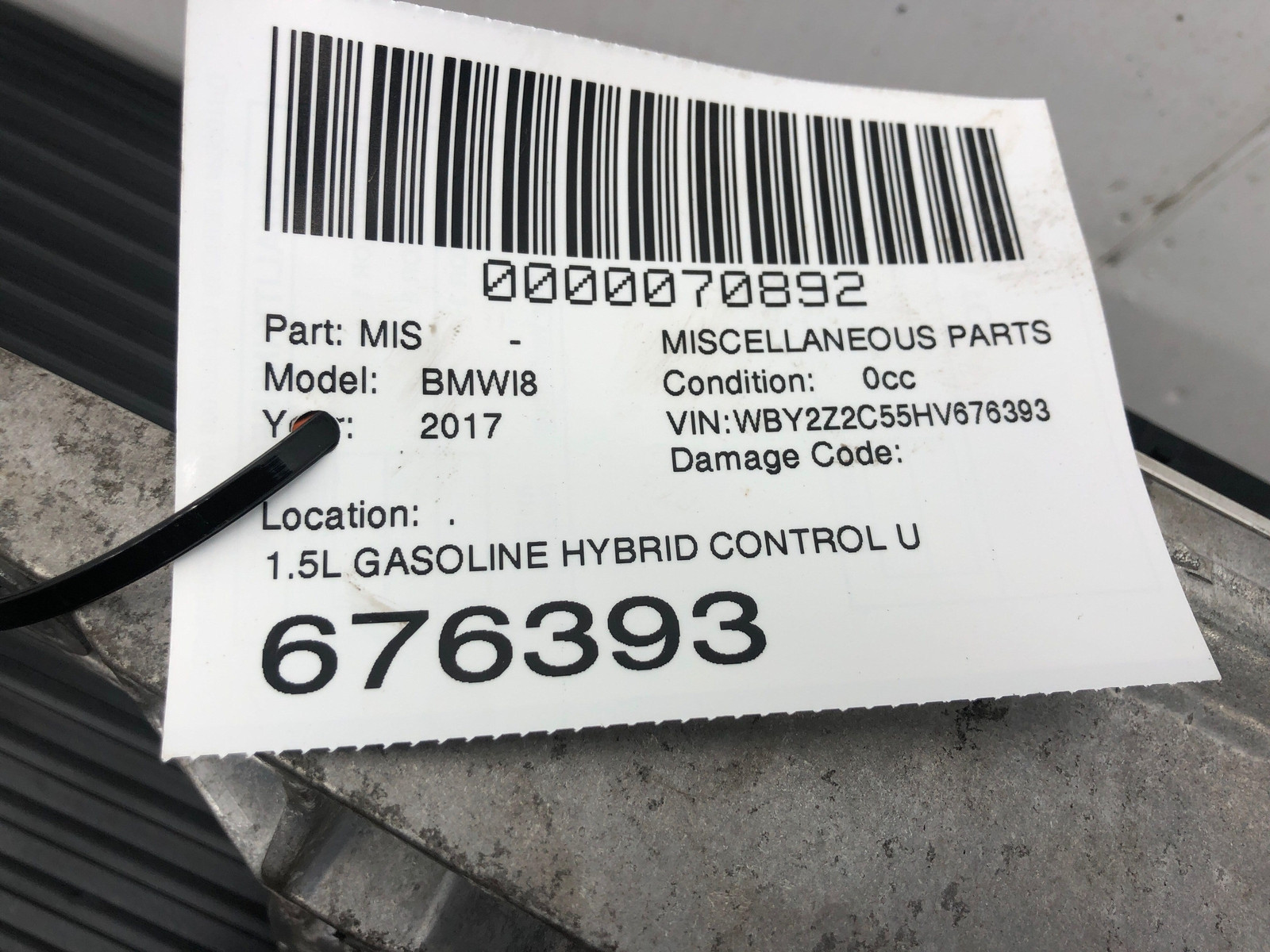 2017 BMW I8 OEM 1.5L GASOLINE HYBRID CONTROL UNIT 8662297