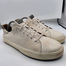 Olukai WaiAlae Mens Size 10.5 White Leather Spikeless Golf Shoes Comfort