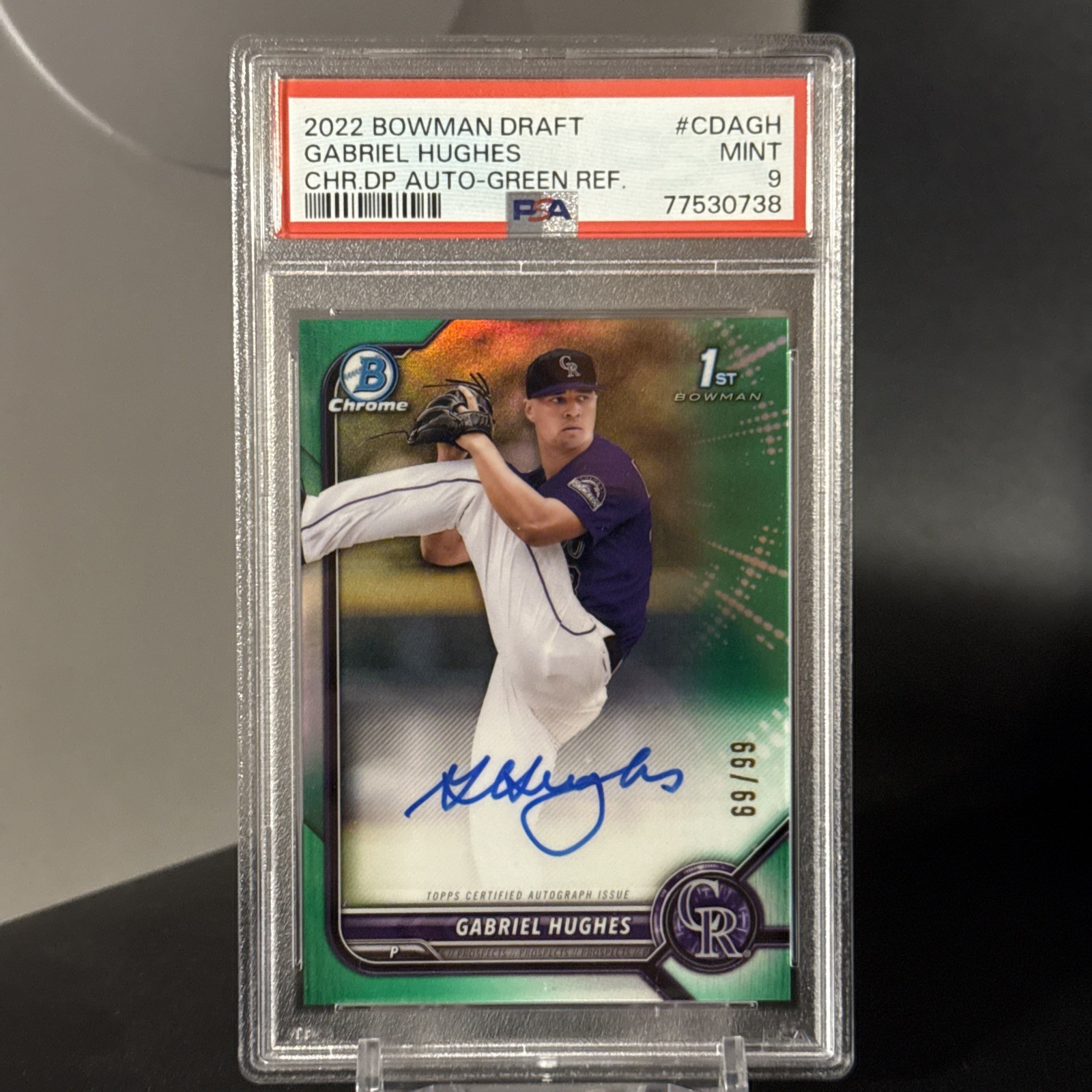Gabriel Hughes 2022 Bowman Draft Chrome #CDA-GH Auto Green /99