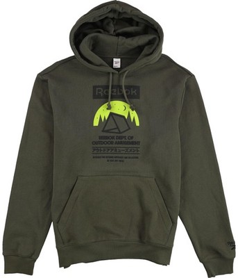 Reebok Mens Classic Camping Outdoor Hoodie Sweatshirt, Green, Medium