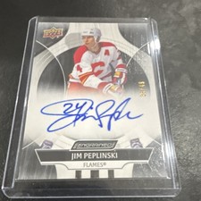 Upper Deck 2024-25 Engrained Icons Jim Peplinski Auto CA-IP Ebony /49