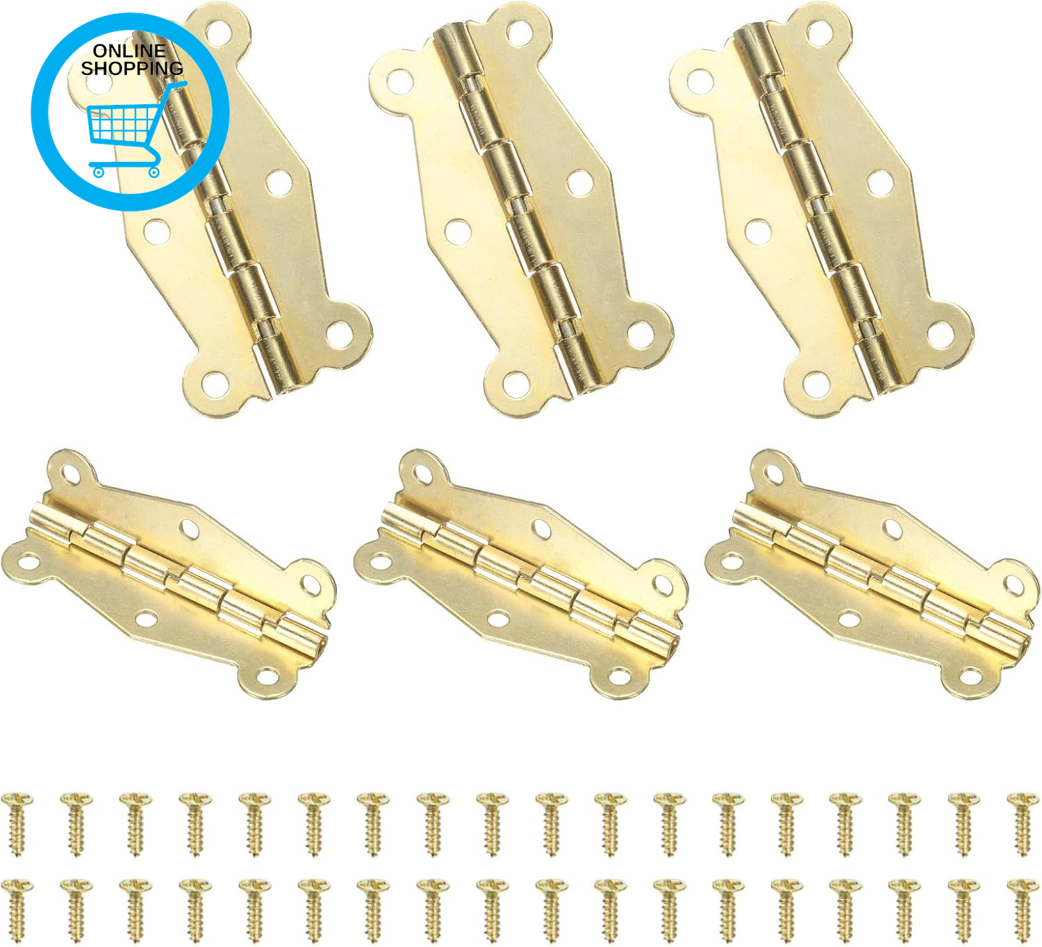 6Pcs 90 Degree Small Hinges for Wooden Box, Folding Butt Hinges Cabinet Hinges w