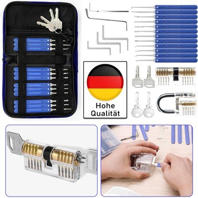 Professionelles Dietrich Set 17-tlg mit 2 Transparenten Schlössern Tasche