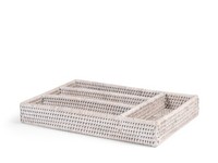 H&H Portaposate Aus Aufgerautem Rattan, 4 PläTze, Weiß, 34X24X5 Cm