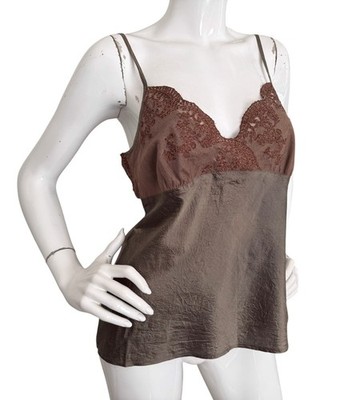Dosa Camisole Tank Top Iridescent Silk Lace Spaghetti Strap
