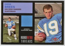 2001 -DREW BREES- Fleer RETRO THREADS Rookie Jersey Relic Football Card - RC