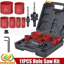 11pcs Plumbers Bi-metal Hole Saw Sheet Wood Metal PVC Tool Kit Set 19mm - 57mm