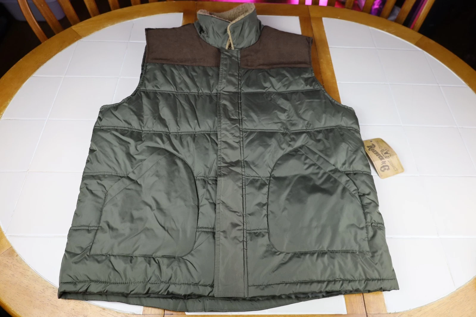 Roebuck & Co Mens Puffer Vest Sherpa Collar Quilted Padded Outerwear XXL New
