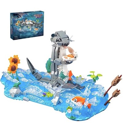 Sea Animal Model Toy Set, Otter Building Blocks Kits, Ocean Theme Bedroom Dec...