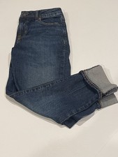 Girl  s Gap Kids Girlfriend Cuffed Blue Denim Jeans Adjustable Waist Size 12 Reg