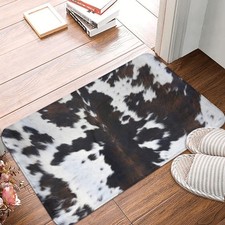 Western Cowhide Cow Print Bath Mats Bathroom Decor, Soft Absorbent Cow Cowhid...