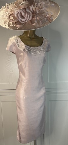 Jacques Vert UK 18 Nude/Pink Shantung Occasion Shift Dress & 3/4 Sleeve Bolero - Picture 4 of 21